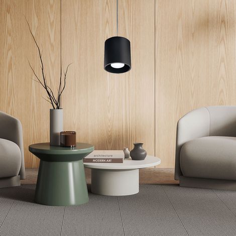 Pendelleuchte Zylinder Esszimmer Wohnzimmerlampe hängend Pendelleuchte schwarz, Aluminium, 1x GU10, DxH 10x80 cm