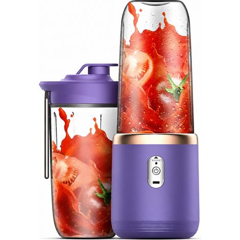 Blender Portable Rechargeable USB avec 2 Gobelets, Violet, pour Smoothies et Jus (1/5)