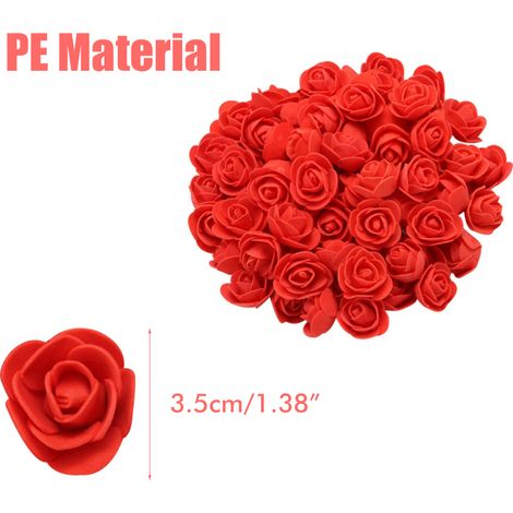 100 roses artificielles rouges en mousse, fausses roses pour décoration DIY (mariage, fêtes, loisirs créatifs) (1/5)
