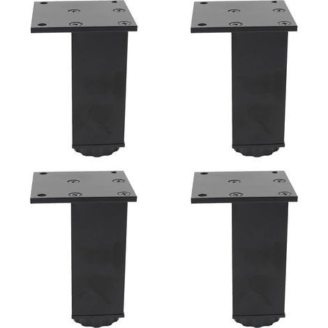 Patas cuadradas para muebles, negras, 6,8 x 6,8 x 10 cm, 4 patas ajustables de aleación de aluminio, patas para sofá. (1/5)