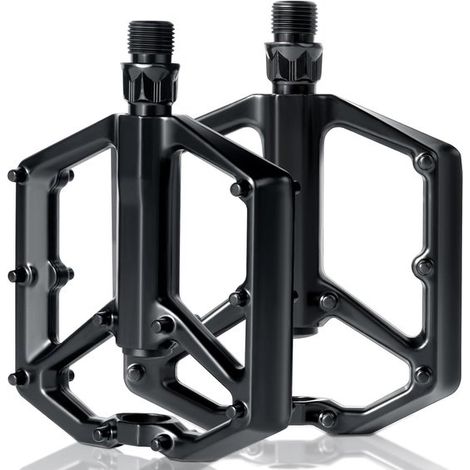 Pedali per mountain bike, realizzati in alluminio di alta qualità e dotati di cuscinetti sigillati, pedali piatti da 9/16 di pollice con pomelli antiscivolo rimovibili, adatti a principianti e bici da (1/5)