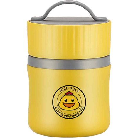 Tasse à soupe/petit-déjeuner Yellow Duck en acier inoxydable 304 avec couvercle, tasse à flocons d'avoine portable, gourde pour enfants, boîte à lunch hermétique, cadeau (1/5)
