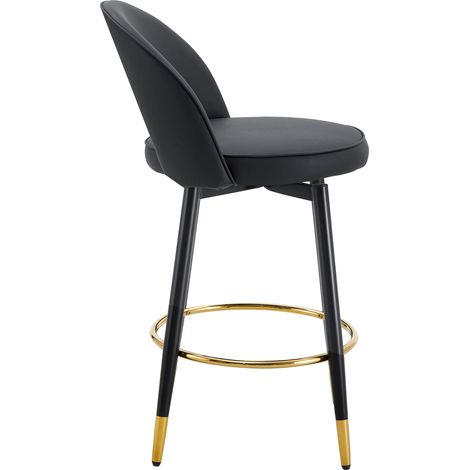 Set di 2 sgabelli da bar girevoli a 360° in metallo e PU nero con schienale traforato MODENUIT (1/5)