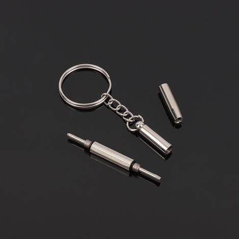 Sollbry 2 Pièces Tournevis de Lunettes Porte-Clés Clé de Tournevis Portable Tournevis à Lunettes 3 en 1 Kit de Réparation de Lunettes Petites en Acier Inoxydable Mini Outils à Main de Porte-Clés (1/5)