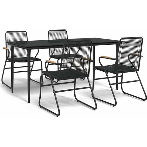 Set da Pranzo da Giardino 5 pz  Salotto da Giardino Nero in Rattan PVC (1/5)