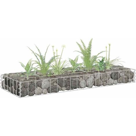 Lit surélevé à gabion Acier galvanisé 90x30x10 cm (1/4)