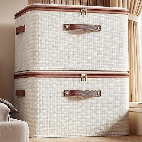 Boîte de rangement pliable pour linge avec couvercle - Grande boîte de rangement anti-poussière pour la maison 30 x 20 x 14 cm (1/4)