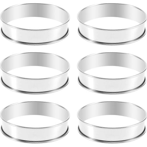 Moule à gâteau rond 6 pièces, cercle à muffins et tartelettes en acier inoxydable (1/5)