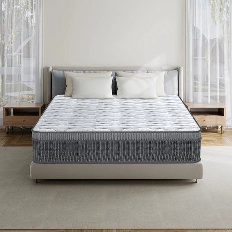 Matelas 160x200 cm, Très Épais 26 cm.Mousse Multicouche et Noyau à Ressorts - 7 Zones Ergonomique, Respirant,Hypoallergénique,Confort Extra pour Adultes