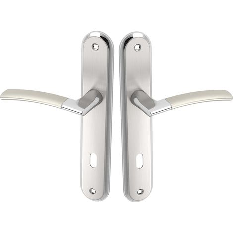 Maniglia per porta su piastra lunga con chiave, LUXOR Satin (1/2)