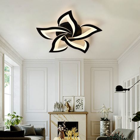 Lustre LED 5 Elements 54W Lumiere Gradable Noir Hauteur Reglable (1/5)
