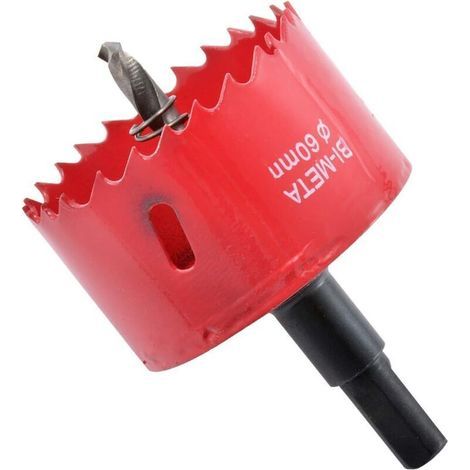 Bimetall-Lochsäge, 60 mm Durchmesser Holzlochsäge, Lochsäge mit Sechskantadapter und Pilotbohrer, zum Bohren von Kunststoff, PVC, Holz, Faserplatten und Weichmetallen. (1/3)