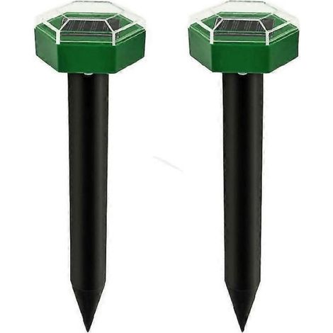 Lot de 2 répulsifs solaires contre les taupes, répulsif à ultrasons à LED contre les taupes, répulsif contre les campagnols, (1/5)