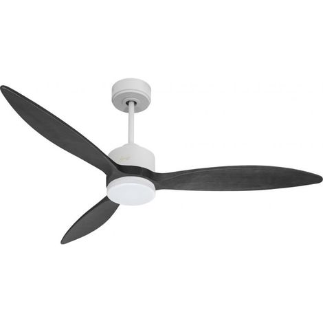 Modulo slim - Super destratificateur et ventilateur DC 132 cm Blanc pales bois noir avec Lumière 25 à 35 m² (1/5)