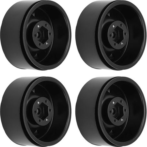 Lot de 4 moyeux de roue de voiture RC 1,9 pouce en fer résistant à l'usure pour jantes de crawler RC Axial noires (1/5)