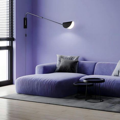 Applique murale noire – abat‑jour plié, bras orientable LENORE (1/4)