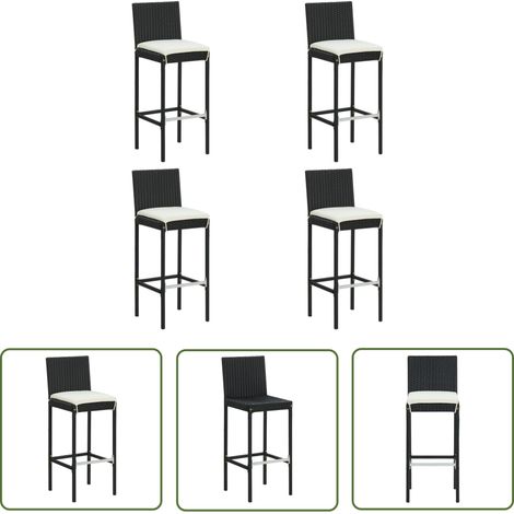 Tabourets de bar de jardin et coussins lot de 4 résine tressée (1/5)