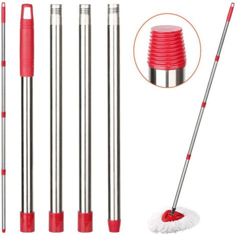 Pair Lntyq Manche de rechange pour balai rotatif - Manche de rechange pour balai à 4 sections de 30 à 58 pouces compatible avec balai rotatif O-Ceda, manche de balai EasyWring pour le nettoyage des so (1/5)