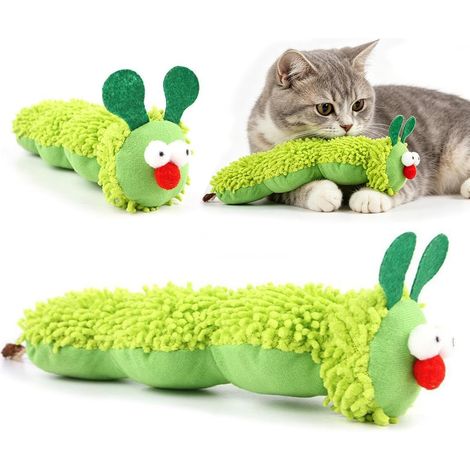 2 pièces de jouets pour chats en forme de chenille, jouets pour chats d'auto-divertissement en peluche, coussin doux à la menthe à chat, jouet à la menthe à chat durable pour l'activité des chats et l (1/5)