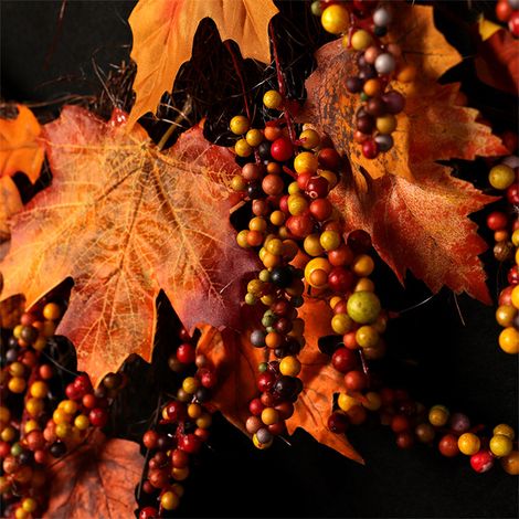 Ahornblattkranz, Türhänger, Erntedankkranz, Halloween-Rankenornament (1/5)