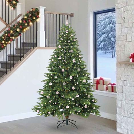 vidaXL Artificial Christmas Tree with 300 LEDs Green 240 cm PE and PVC (1/5)