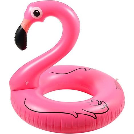 Bouée gonflable en forme de flamant rose, 110 cm, pour piscines un accessoire flottant conçu pour les activités nautiques récréatives.-AquaForge (1/4)