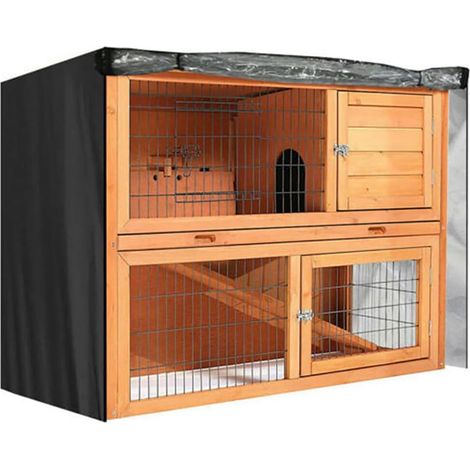 Housse universelle pour clapier à lapin, 121,9 cm, durable, tissu Oxford 210D, coupe-vent, imperméable, thermique, noir (1/5)