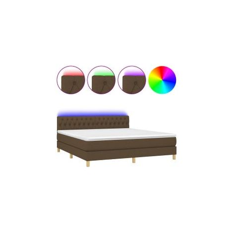 Sommier à lattes de lit matelas et LED Marron foncé 160x200 (1/5)