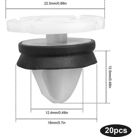 Türverkleidungs-Befestigungsclips 7703077476, Kfz-Befestigungsclips, Verkleidungsclips kompatibel mit Peugeot 308, Citroën DS4, Renault Megane 3, Laguna 3 (20 Stück) (1/5)