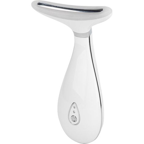 Appareil de beauté visage et cou, massage vibrant anti-rides, lifting et raffermissement de la peau, LED couleur, élimination des rides, blanc (1/5)