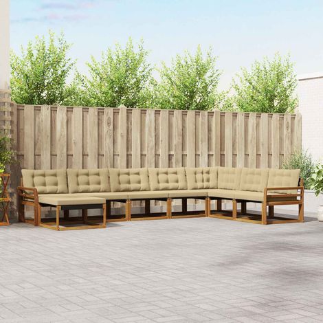 Outdoor-Sofagarnitur 8 pcs Natur und Beige Massivholz Akazie (1/5)