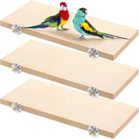 3 Pack Wood Bird Platform, Parrot Wood Platform, Wooden Pet Climbing Platforms Playground Cage for Conure, Chinchilla, Parakeet, Budgie, Cockatiel