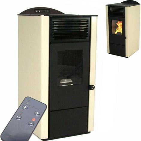 Pelletofen 9,5kW Pelletkamin Pelletheizung Kaminofen A+ Holzofen Glastür 56301