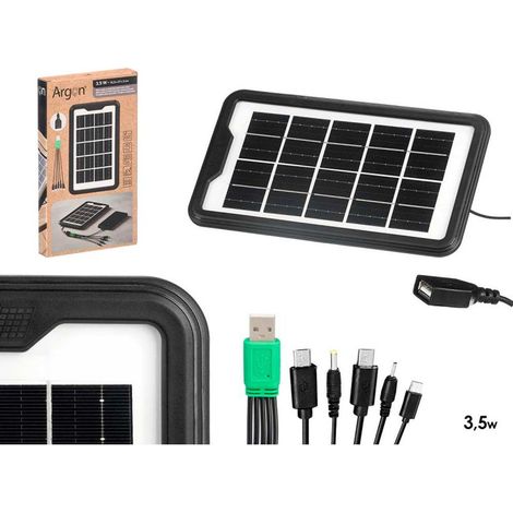 ARGON placa solar portatil 3,5 w usb , Placa solar portátil 3,5 W USB, un panel compacto diseñado para aprovechar la energía solar y cargar pequeños dispositivos de forma práctica (1/3)