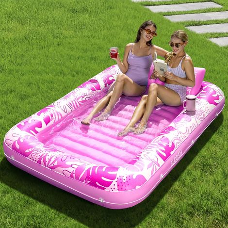 Matelas Gonflable 178 x 116 cm pour Piscine, Bain de Soleil pour Adultes, Flotteur de Piscine, Matelas Gonflable pour Adultes, divertissements d'été, fête Aquatique (Fleur Violette)