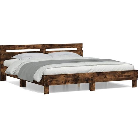 Maison Exclusive - Cadre de lit sans matelas chêne fumé 180x200 cm (1/5)