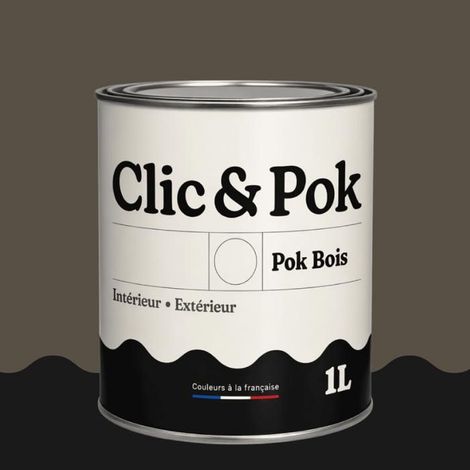 Peinture Bois Extérieur – POK BOIS - 1L - RAL 7013 - Gris brun- Résistante aux intempéries - Ne s'écaille pas
