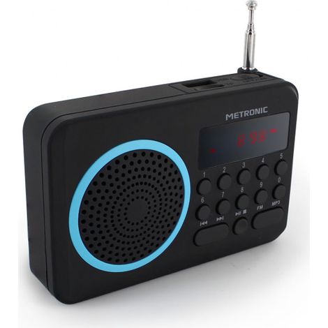 Radio portable FM MP3 avec ports USB/micro SD - noir et bleu (1/2)
