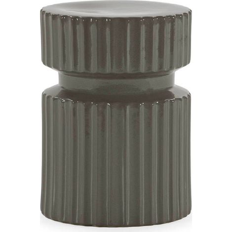 Tabouret en céramique gris cannelé - gris brillant (1/4)