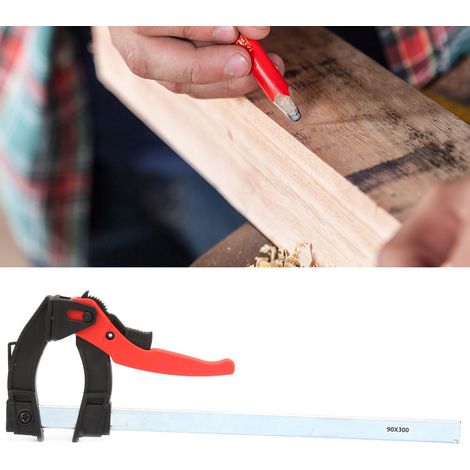 Pince à bois à cliquet avec déverrouillage rapide pour projets DIY (dimensions 90 x 300 mm) (1/5)