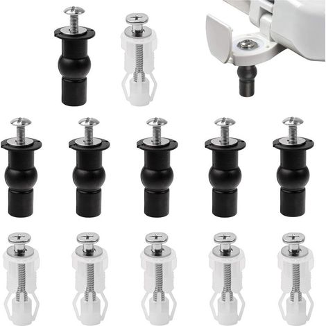12 Pièces Fixation Abattant Cuvette WC Universel Charniere Abattant Vis Fixation WC au Sol Suspendu Reservoir Lunette WC Vis D'expansion Abattant WC Fixations WC Siège Charnière de Boulons à Expansion (1/5)