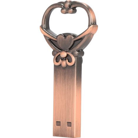Clé USB en métal portable rétro en forme de cœur, sans couvercle, 2.0, pour le stockage d'informations (4 Go) (1/5)