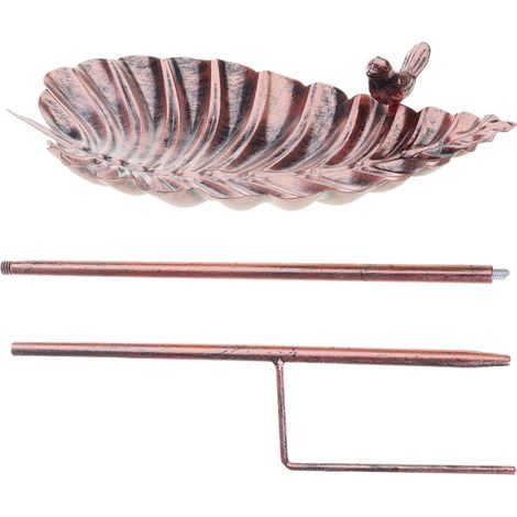 Baignoire pour oiseaux d'extérieur avec ornements pour décoration de jardin, construction en métal, base à dents stables, bain de jardin extérieur (1/5)