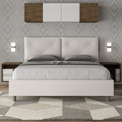 Letto matrimoniale contenitore imbottito 160x210 similpelle bianco Appia (1/5)