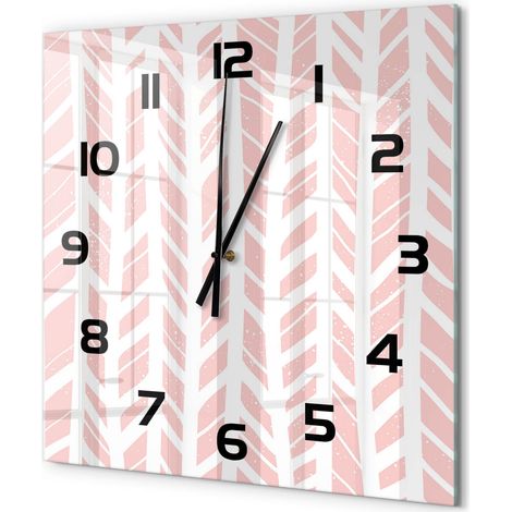 Grande Horloge Murale Carrée Art Déco en Verre Silencieuse Décoration Intérieure Motif à chevrons 60x60 cm (1/5)