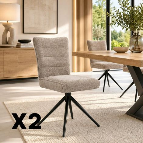 Chaise pivotante taupe en tissu texturé (x2) RIVANO (1/5)