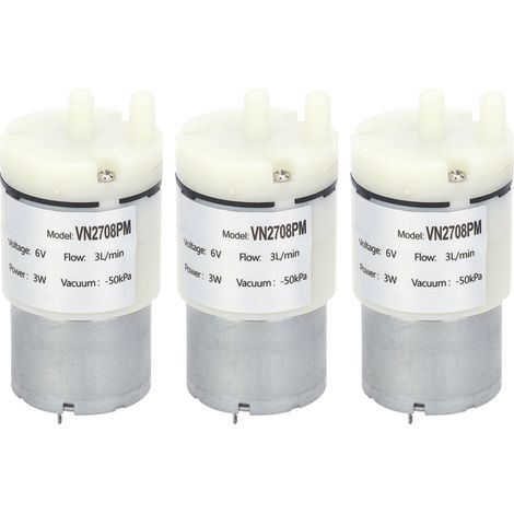 Beyamis Lot de 3 micro-pompes à membrane, mini-moteurs à vide pour eau et air d'aquarium, 6 V CC (VN2708PM) (1/5)
