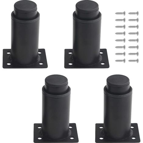 Lot de 4 pieds de meubles réglables en métal robuste pour table, lit, canapé - Hauteur 80-120 mm, Noir