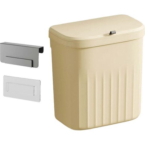 Hängender Abfalleimer/Küchenkomposteimer mit Schiebedeckel, montierbarer Komposteimer für Schlafzimmer, Küchenarbeitsplatte, Camping-Yellow 12L (1/5)