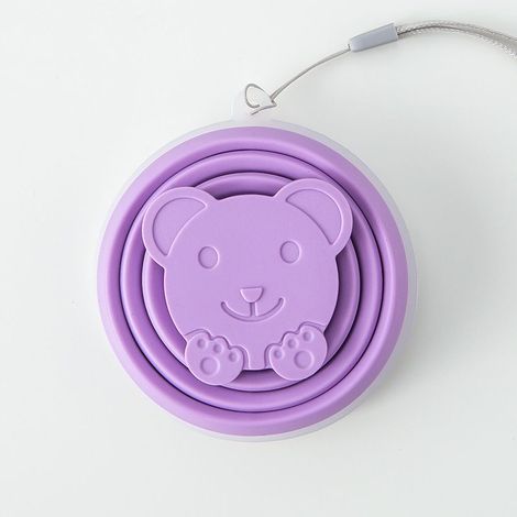 Tasse de salle de bain 200ml, tasse d'eau pliable en Silicone en forme d'ours, tasse à bouche rétractable Portable, salle de bain(Violet clair) (1/5)